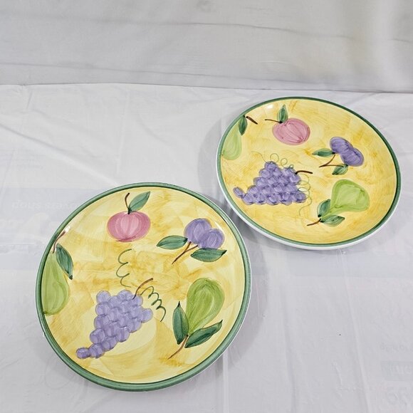 Caleca Frutta Hand Painted Italian Fruit Design 11 1/8”Dinner Plates – Set of 2 - Picture 15 of 16